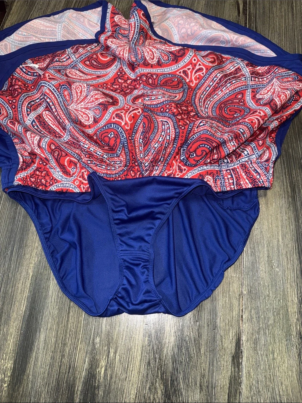 Nike Blue Shorts with Red Paisley Waistband